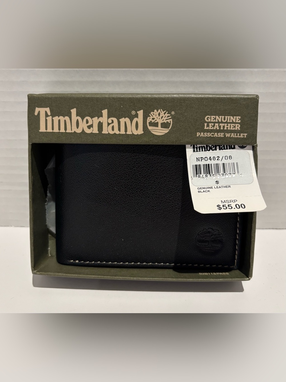 Timberland Genuine Leather Passcase Wallet Black NWT New In Box Made India